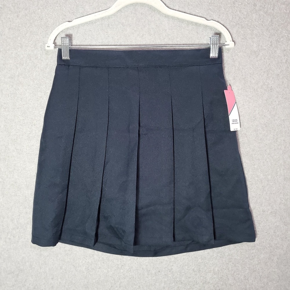 Izod Girls Skirt 14.5 Plus Blue School Uniform Pleated Pull On Elastic Waist NWT